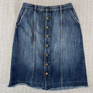 Current/Elliott Blue Denim Button-Front Pencil Skirt - Sz 28